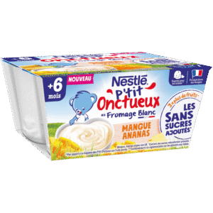 Grossiste P'tit Onctueux au fromage blanc mangue ananas dès 6 mois 4x90g - NESTLE