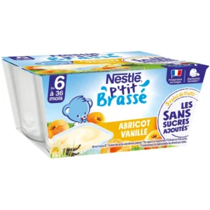 Grossiste P'tit brassé abricot vanille sans sucres ajoutés 4x90g - NESTLE