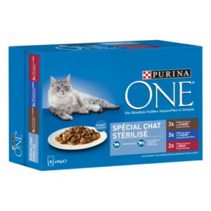Grossiste Sachet pour chat stérilisés effilés en sauce divers assortiments 8x85g - PURINA ONE