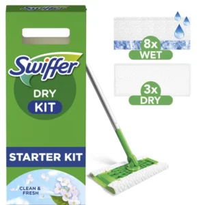 Grossiste Kit Attrape-Poussière 1 balai, 8 lingettes sèches et 3 lingettes imprégnées pour sols - SWIFFER
